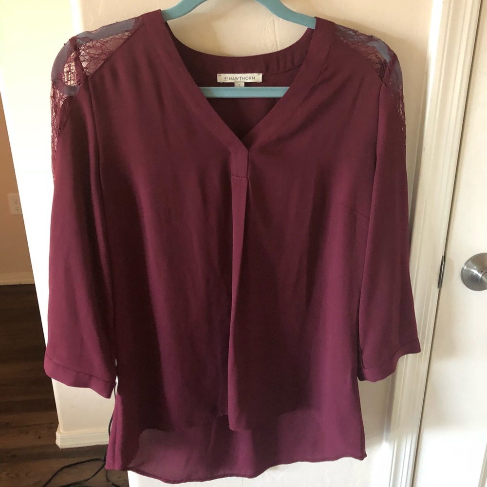 41 Hawthorn 3/4 sleeved Burgundy Shirt